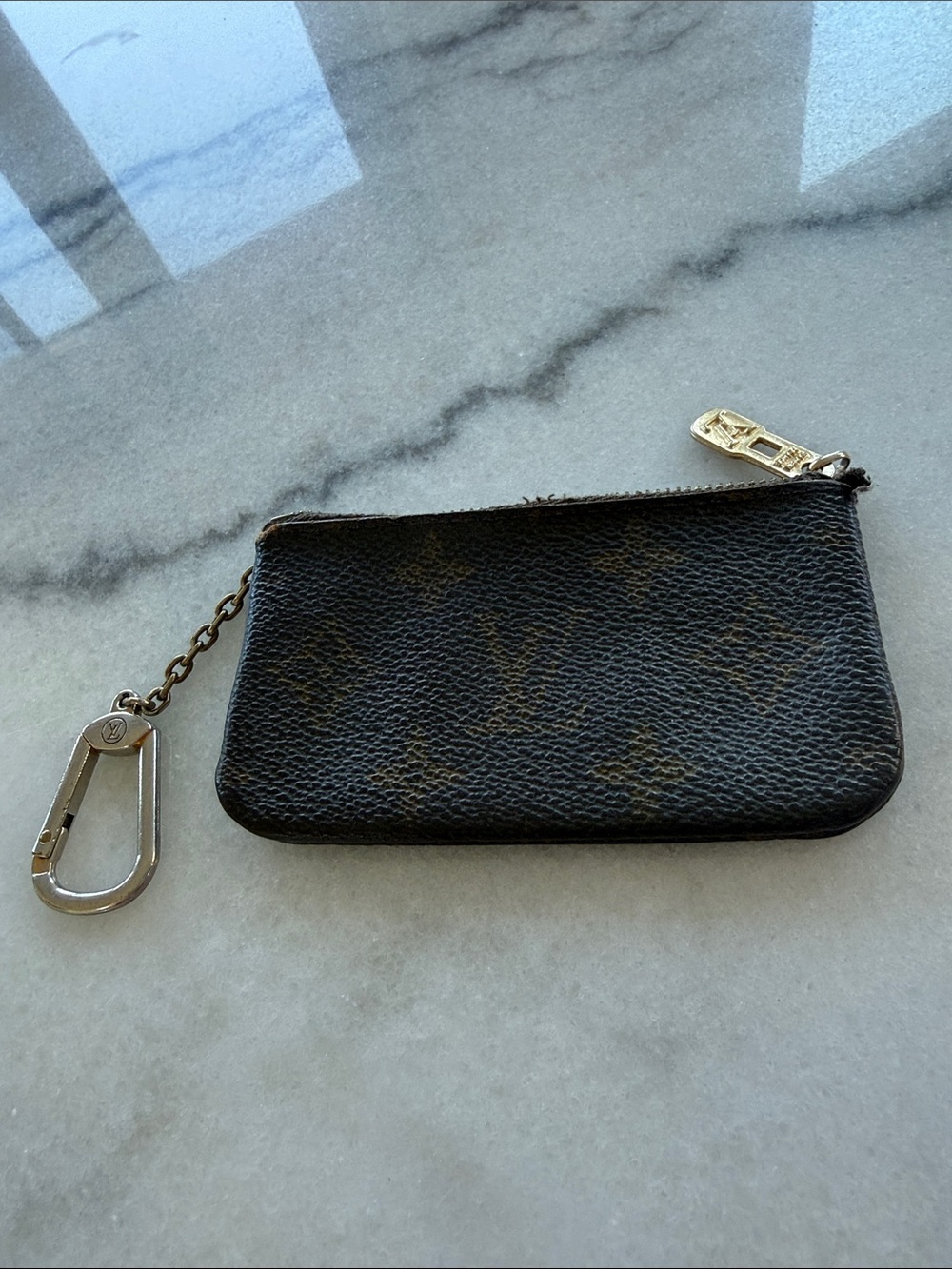 Louis Vuitton Monogram Canvas Key Pouch in Dark Brown and Gold Hardware